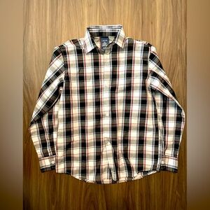 Izod Boys Black and White Button Down Shirt Classic Plaid size M 10/12